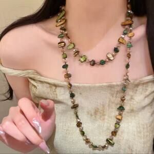 Bohemian Long Shells Strand Beaded Necklace